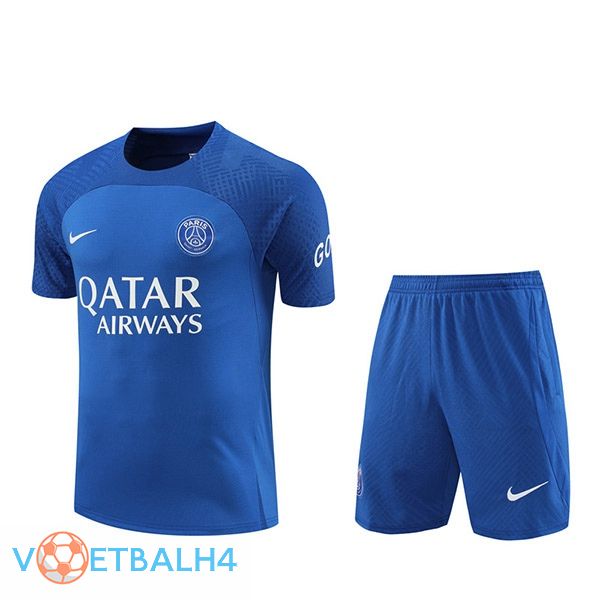 Paris PSG Training T Shirt + korte broek blauw 2022/2023