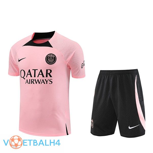 Paris PSG Training T Shirt + korte broek roze 2022/2023