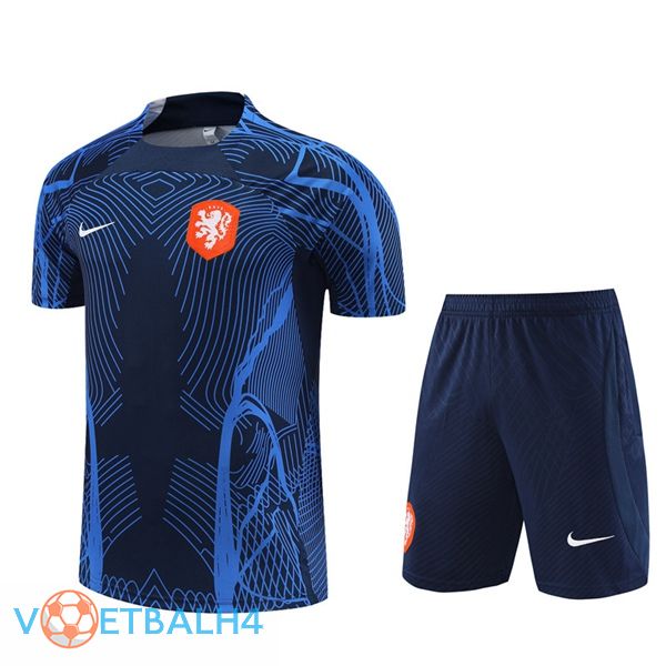 Nederland Training T Shirt + korte broek koninklijk blauwe 2022/2023