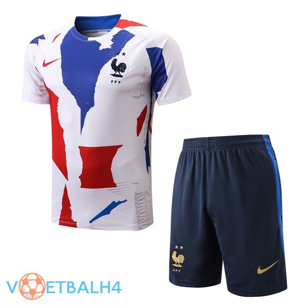 Frankrijk Training T Shirt + korte broek wit 2022/2023