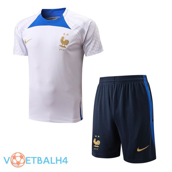 Frankrijk Training T Shirt + korte broek wit 2022/2023