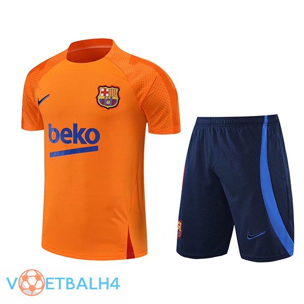 FC Barcelona Training T Shirt + korte broek oranje 2022/2023