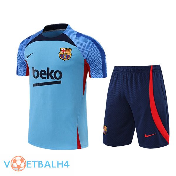 FC Barcelona Training T Shirt + korte broek blauw 2022/2023