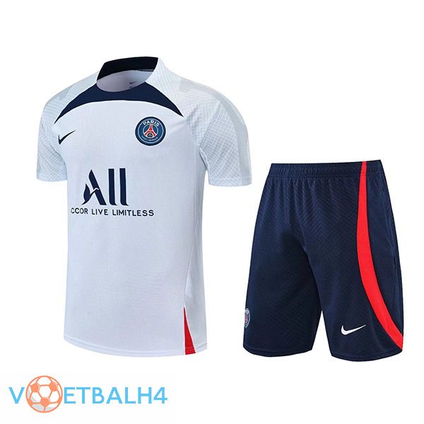 Paris PSG Training T Shirt + korte broek wit 2022/2023