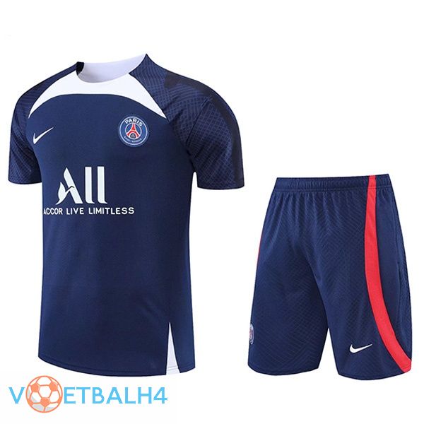 Paris PSG Training T Shirt + korte broek blauw koninklijk 2022/2023