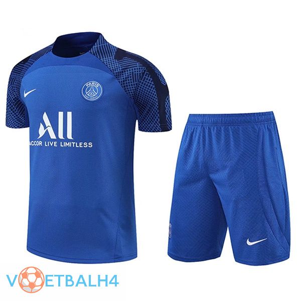 Paris PSG Training T Shirt + korte broek blauw 2022/2023