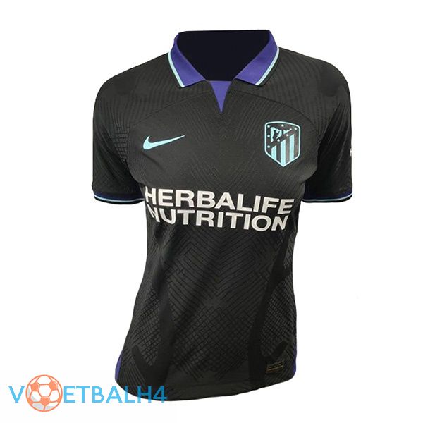 Atletico Madrid Dames voetbal jersey uit zwart 2022/2023