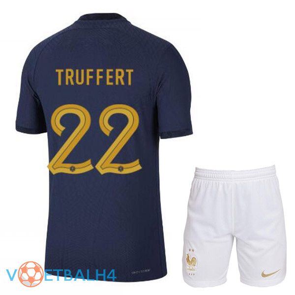 Frankrijk (TRUFFERT 22) kinderen voetbal jerseys thuis blauw koninklijk wereldbeker 2022