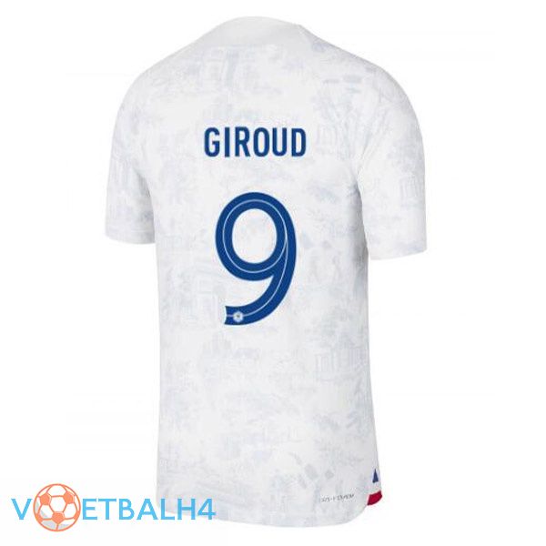 Frankrijk (GIROUD 9) voetbal jerseys uit wit wereldbeker 2022