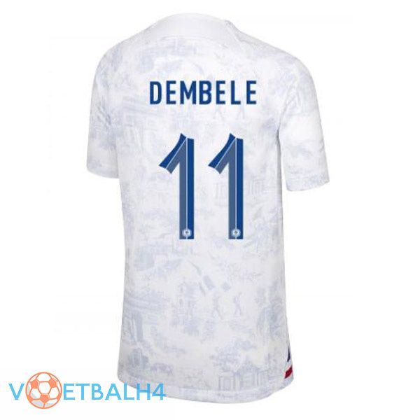 Frankrijk (DEMBELE 11) voetbal jerseys uit wit wereldbeker 2022