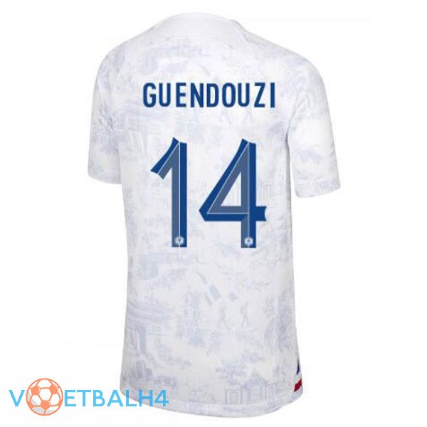 Frankrijk (GUENDOUZI 14) voetbal jerseys uit wit wereldbeker 2022