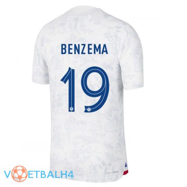 Frankrijk (BENZEMA 19) voetbal jerseys uit wit wereldbeker 2022