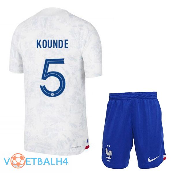 Frankrijk (KOUNDe 5) kinderen voetbal jerseys uit wit wereldbeker 2022