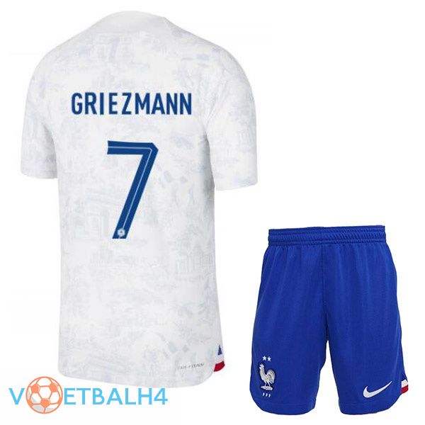 Frankrijk (GRIEZMANN 7) kinderen voetbal jerseys uit wit wereldbeker 2022