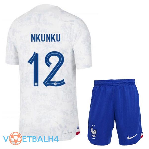 Frankrijk (NKUNKU 12) kinderen voetbal jerseys uit wit wereldbeker 2022