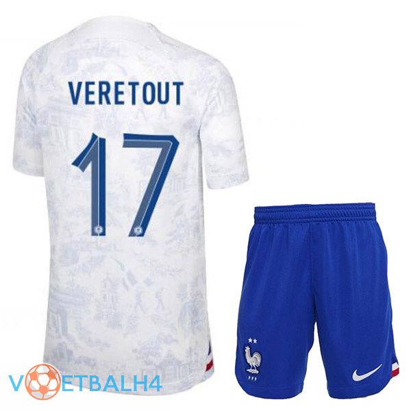 Frankrijk (VERETOUT 17) kinderen voetbal jerseys uit wit wereldbeker 2022