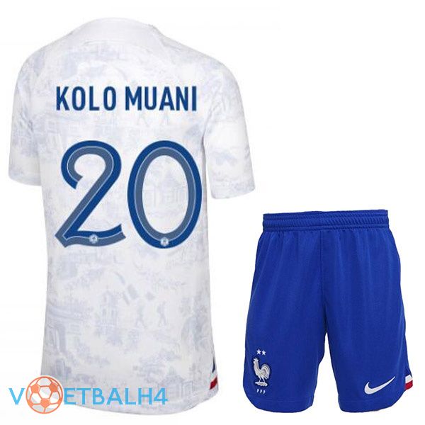 Frankrijk (KOLO MUANI 20) kinderen voetbal jerseys uit wit wereldbeker 2022