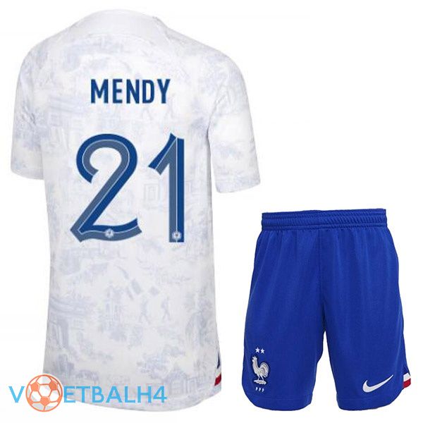 Frankrijk (MENDY 21) kinderen voetbal jerseys uit wit wereldbeker 2022