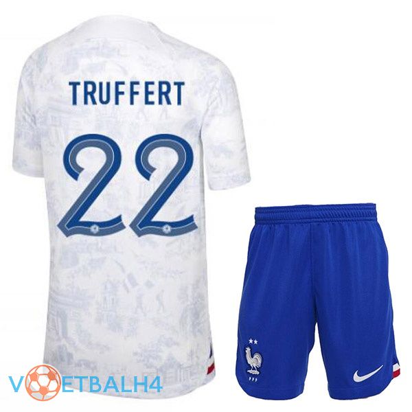 Frankrijk (TRUFFERT 22) kinderen voetbal jerseys uit wit wereldbeker 2022