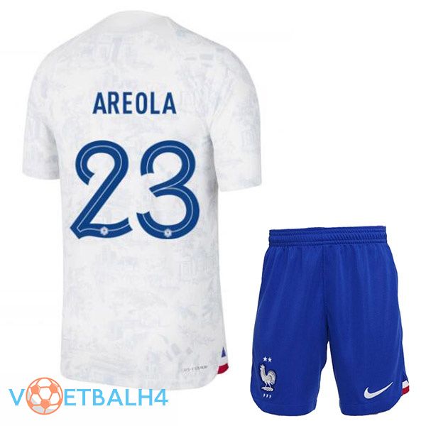 Frankrijk (AREOLA 23) kinderen voetbal jerseys uit wit wereldbeker 2022