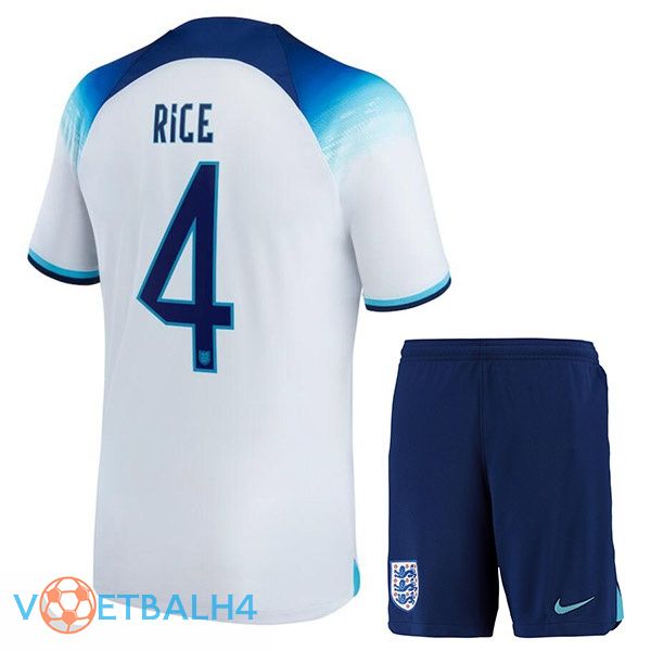 Engeland (RICE 4) kinderen voetbal jerseys thuis wit wereldbeker 2022