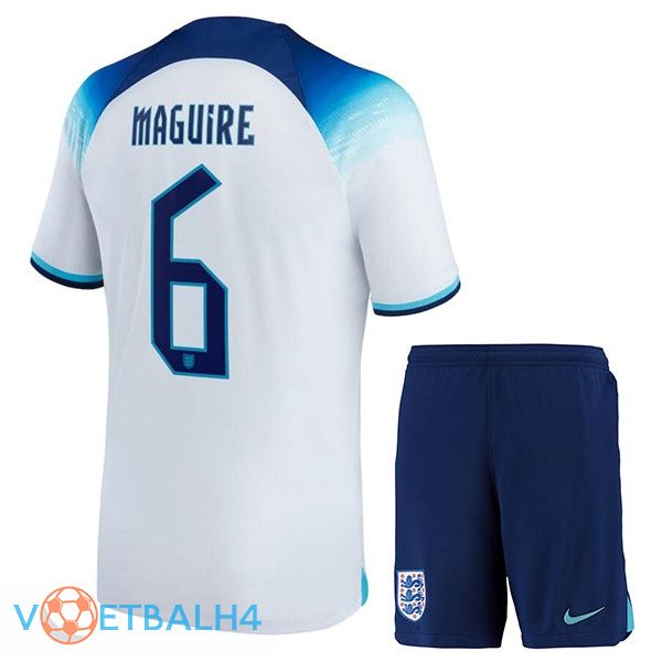 Engeland (MAGUIRE 6) kinderen voetbal jerseys thuis wit wereldbeker 2022