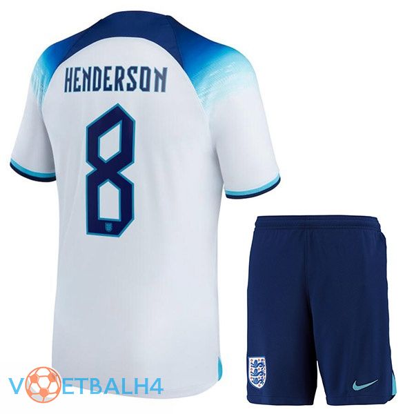 Engeland (HENDERSON 8) kinderen voetbal jerseys thuis wit wereldbeker 2022