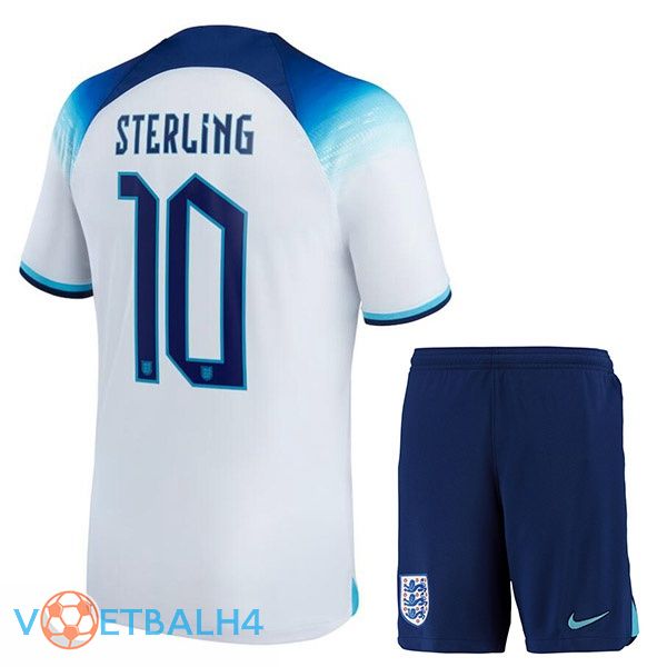 Engeland (STERLING 10) kinderen voetbal jerseys thuis wit wereldbeker 2022