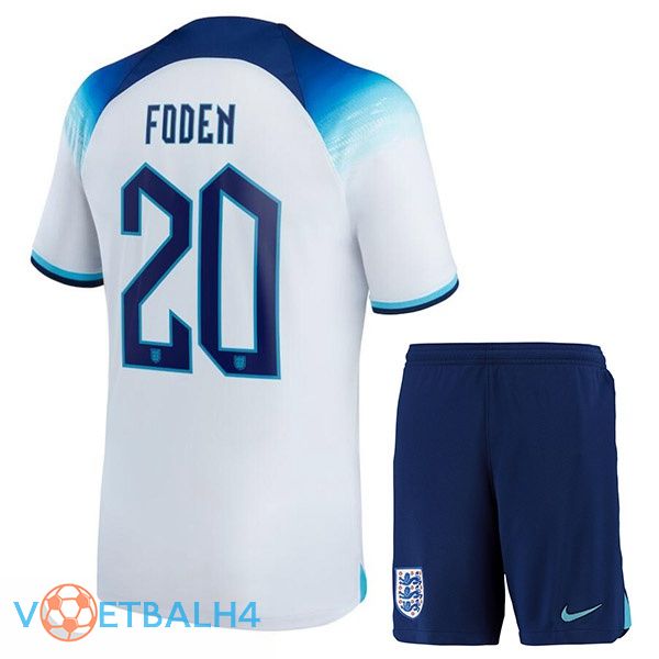 Engeland (FODEN 20) kinderen voetbal jerseys thuis wit wereldbeker 2022