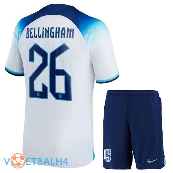 Engeland (BELLINGHAM 26) kinderen voetbal jerseys thuis wit wereldbeker 2022