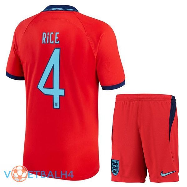 Engeland (RICE 4) kinderen voetbal jerseys uit rood wereldbeker 2022