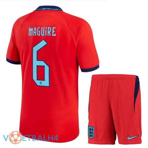 Engeland (MAGUIRE 6) kinderen voetbal jerseys uit rood wereldbeker 2022