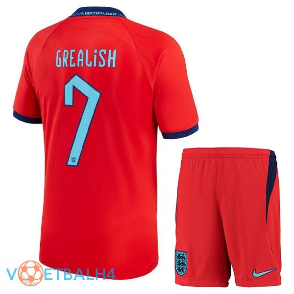 Engeland (GREALISH 7) kinderen voetbal jerseys uit rood wereldbeker 2022