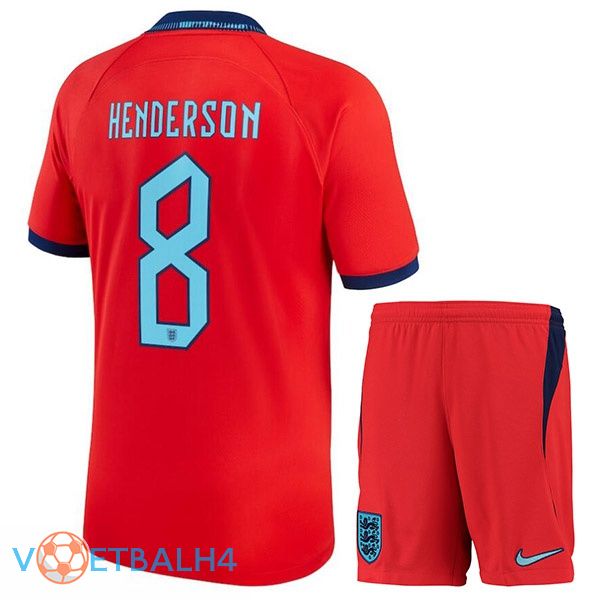 Engeland (HENDERSON 8) kinderen voetbal jerseys uit rood wereldbeker 2022