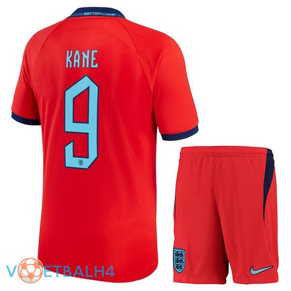 Engeland (KANE 9) kinderen voetbal jerseys uit rood wereldbeker 2022