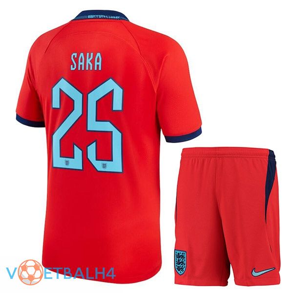 Engeland (SAKA 25) kinderen voetbal jerseys uit rood wereldbeker 2022