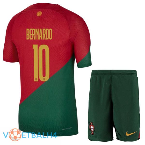 Portugal (BERNARDO 10) kinderen voetbal jerseys thuis rood groente wereldbeker 2022