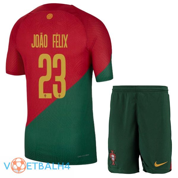 Portugal (JOÃO FÉLIX 23) kinderen voetbal jerseys thuis rood groente wereldbeker 2022