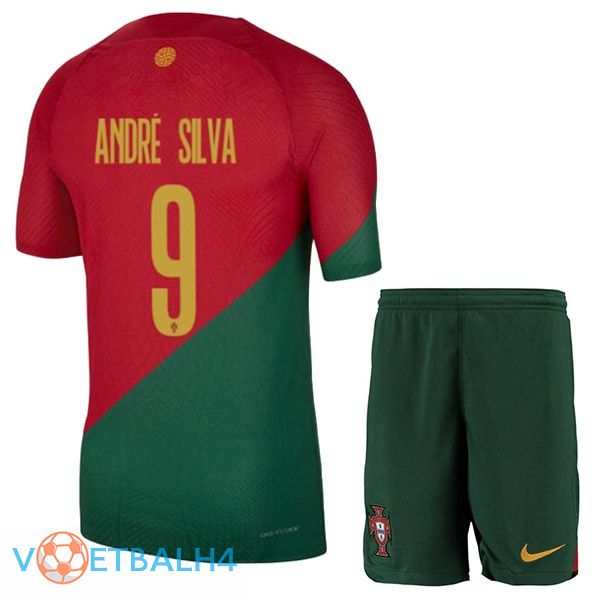 Portugal (ANDRÉ SILVA 9) kinderen voetbal jerseys thuis rood groente wereldbeker 2022