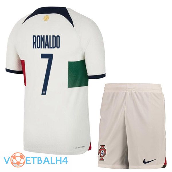 Portugal (RONALDO 7) kinderen voetbal jerseys uit wit rood wereldbeker 2022