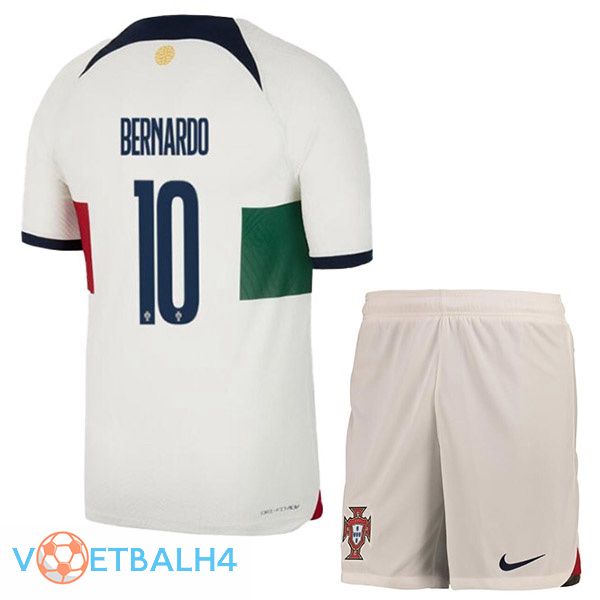 Portugal (BERNARDO 10) kinderen voetbal jerseys uit wit rood wereldbeker 2022