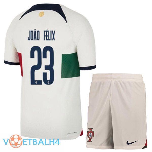 Portugal (JOÃO FÉLIX 23) kinderen voetbal jerseys uit wit rood wereldbeker 2022