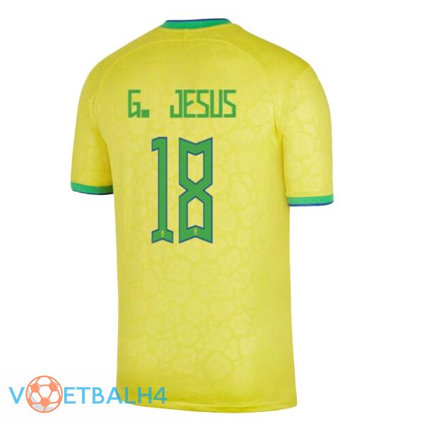 Brazilië (G. JESUS 18) voetbal jerseys thuis geel wereldbeker 2022