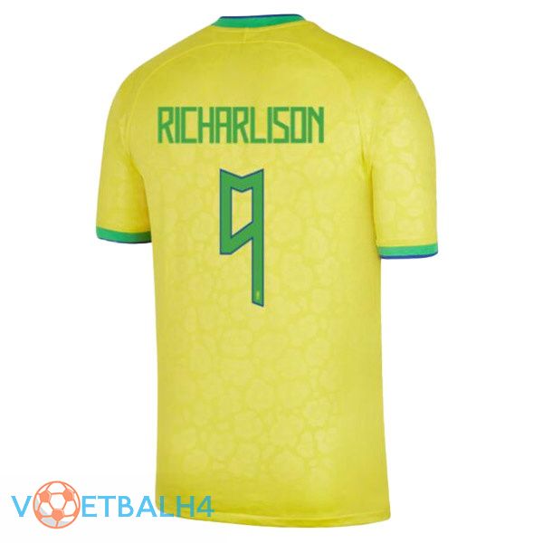 Brazilië (RICHARLISON 9) voetbal jerseys thuis geel wereldbeker 2022