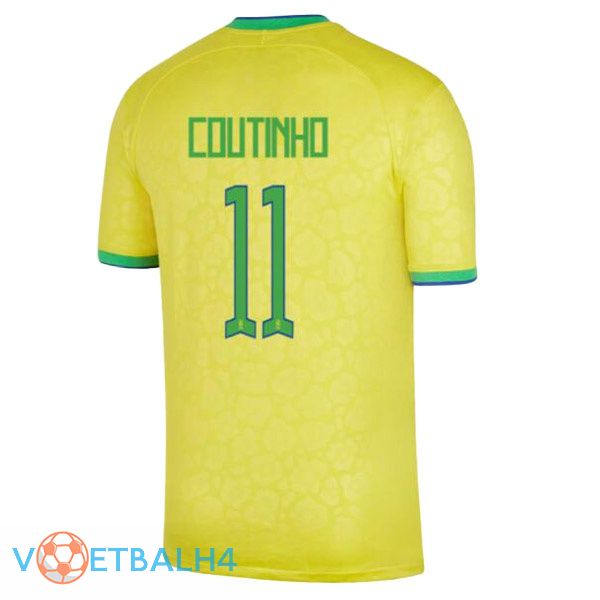 Brazilië (COUTINHO 11) voetbal jerseys thuis geel wereldbeker 2022