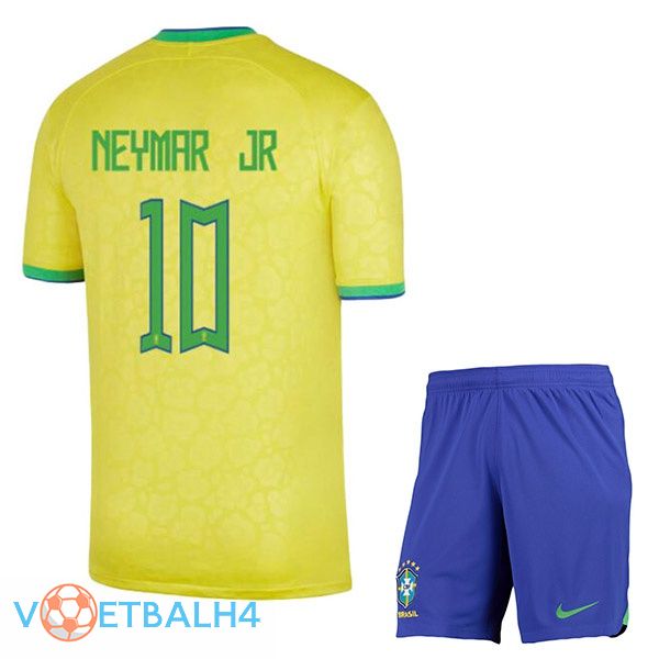 Brazilië (NEYMAR JR 10) kinderen voetbal jerseys thuis geel wereldbeker 2022