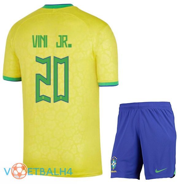 Brazilië (VINI JR. 20) kinderen voetbal jerseys thuis geel wereldbeker 2022