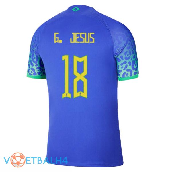 Brazilië (G. JESUS 18) voetbal jerseys uit blauw wereldbeker 2022