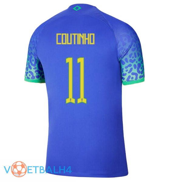 Brazilië (COUTINHO 11) voetbal jerseys uit blauw wereldbeker 2022