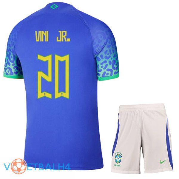 Brazilië (VINI JR. 20) kinderen voetbal jerseys uit blauw wereldbeker 2022